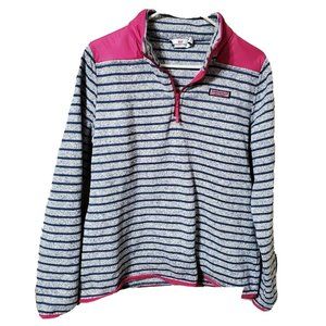 Vineyard Vines Women's Striped Quarter-Zip Pullover — Navy & Pink